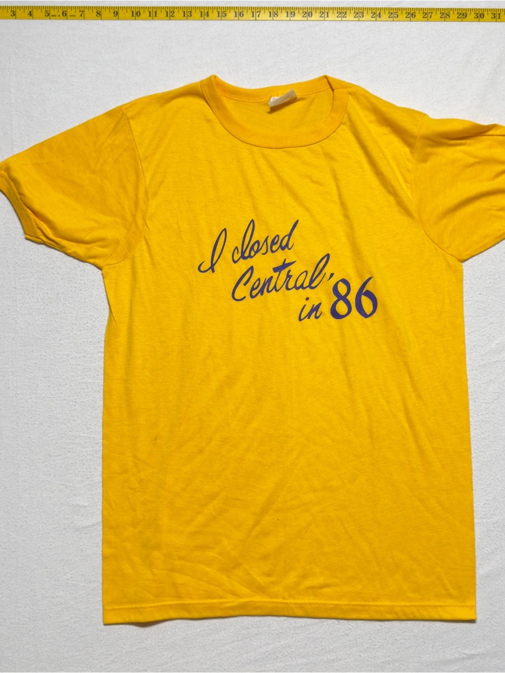 Yellow 'I Closed Central in 86' Graphic Tee 1986 vintage shirt
